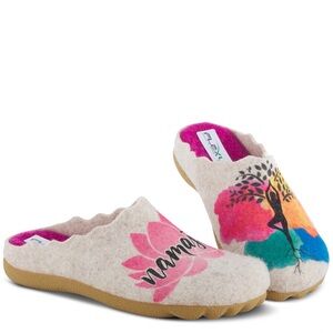 FLEXUS By Spring Step Namaste Felt Slippers Size 37 Yoga Girly Travel Lounge